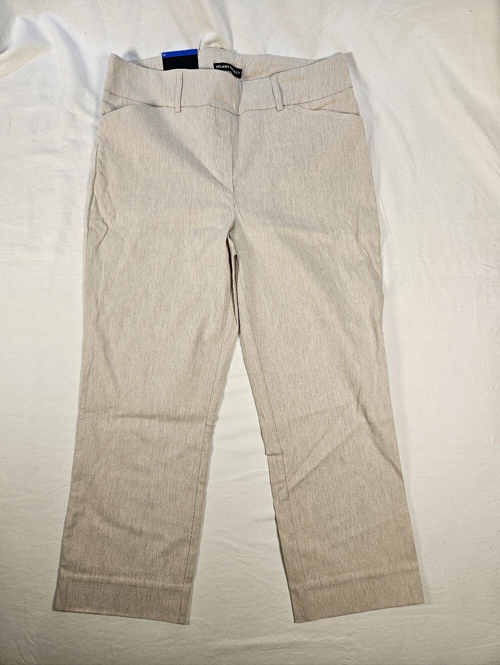 NWT Size 10 Hilary Radley Heathered Beige Cropped Pull-On Pants, Comfortable